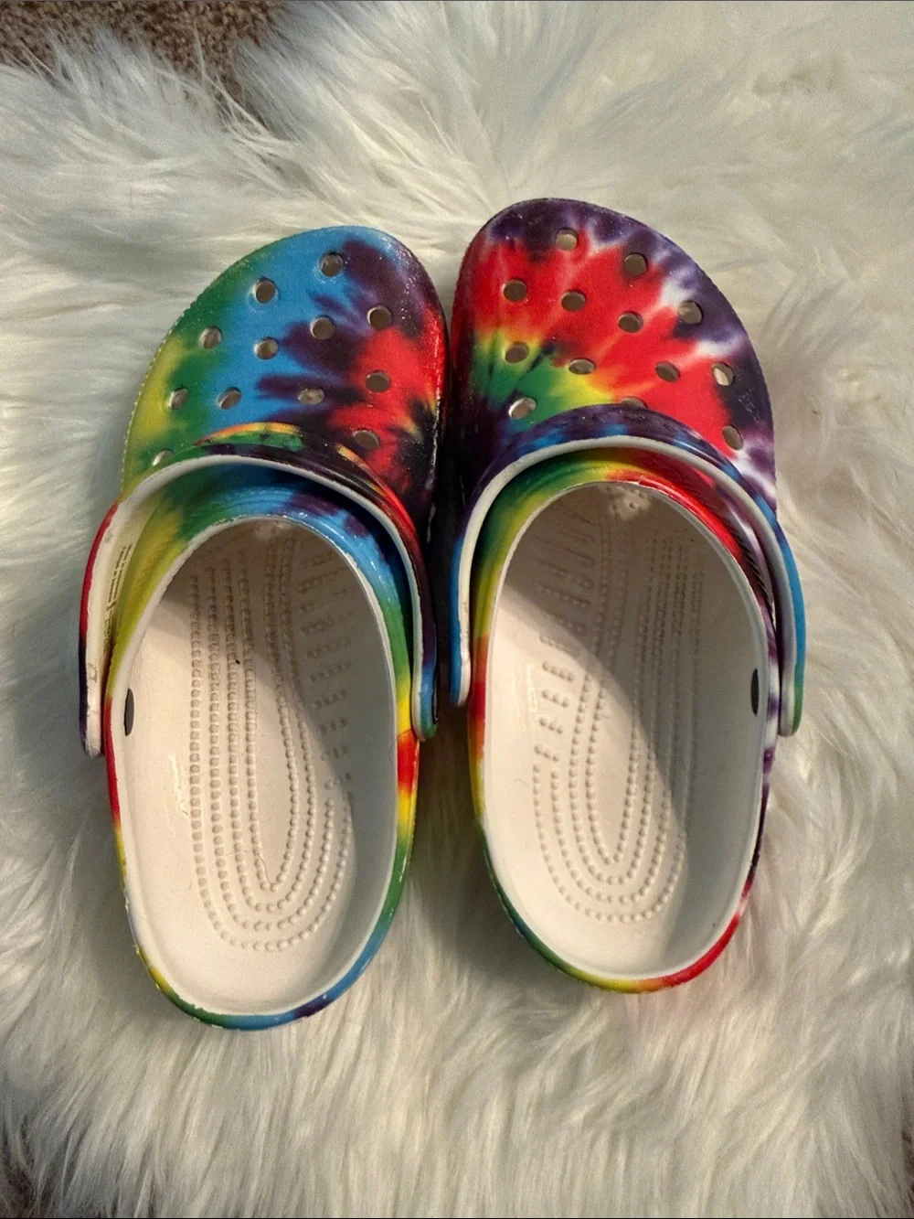 CROCS Kids Tie-Dye Clogs in Rainbow Colors
